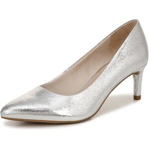 LifeStride Womens Silver Polyurethane (PU) Alexis Closed Pointed Toe Pumps Heels